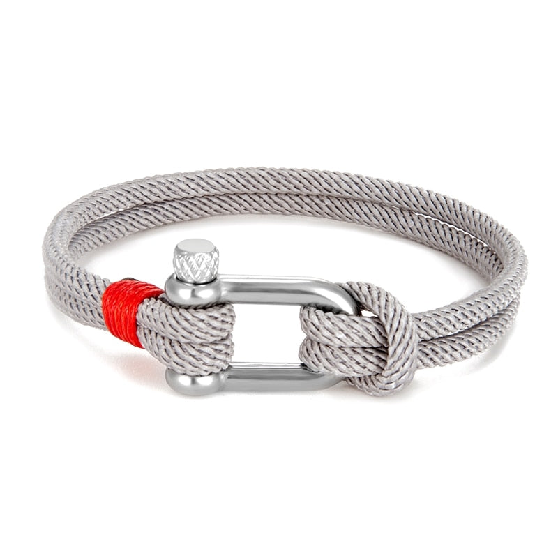 Rope Herenarmband van zwart roestvrij staal – U-vormige survivalarmband voor outdoor en reddingswerk