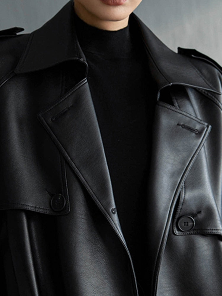 Leren trenchcoat in Francostijl