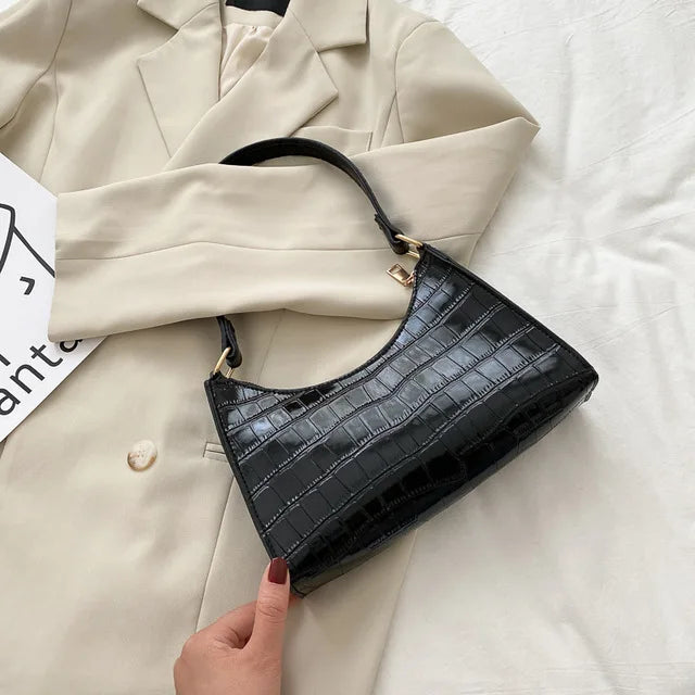 Tilly™ | Glanzende schoudertas met krokodillenpatroon