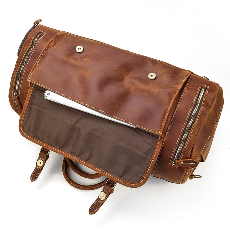 Vintage Crazy Horse Leren Reistas met Schoenenvak