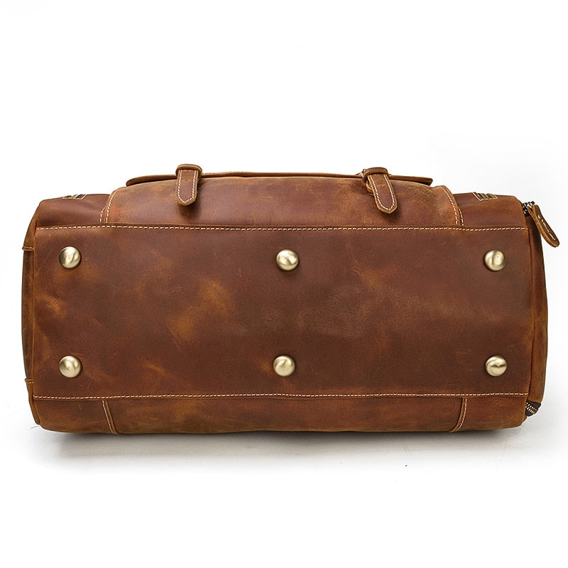 Vintage Crazy Horse Leren Reistas met Schoenenvak