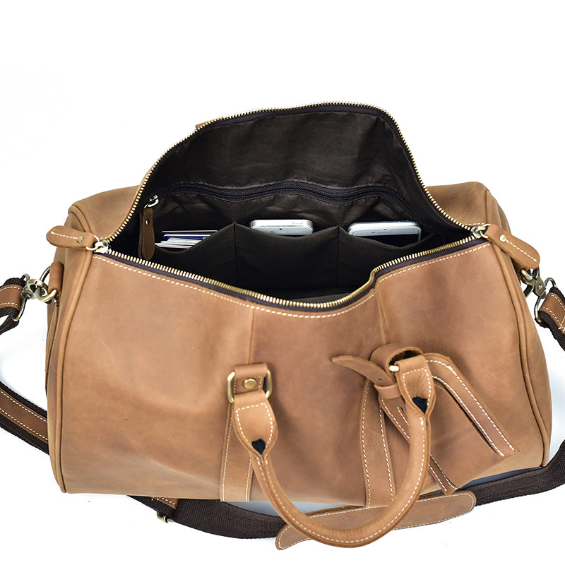Heren vintage reis-/weekendtas van Crazy Horse-leer