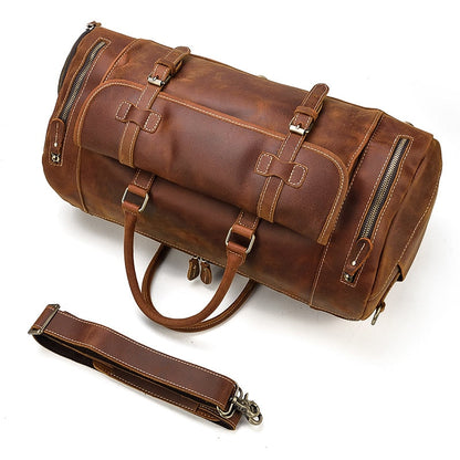 Vintage Crazy Horse Leren Reistas met Schoenenvak