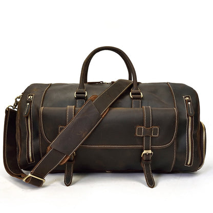 Vintage Crazy Horse Leren Reistas met Schoenenvak