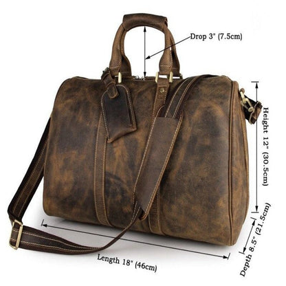 Heren vintage reis-/weekendtas van Crazy Horse-leer