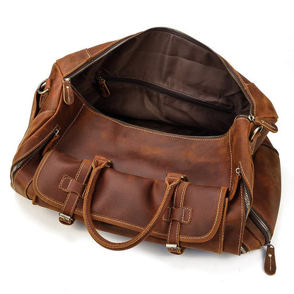 Vintage Crazy Horse Leren Reistas met Schoenenvak