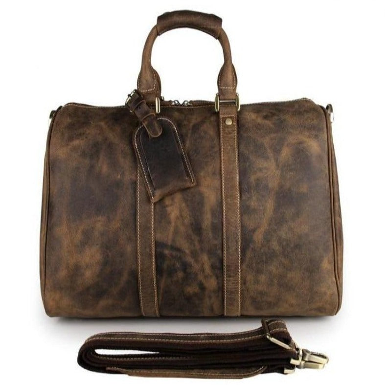 Heren vintage reis-/weekendtas van Crazy Horse-leer