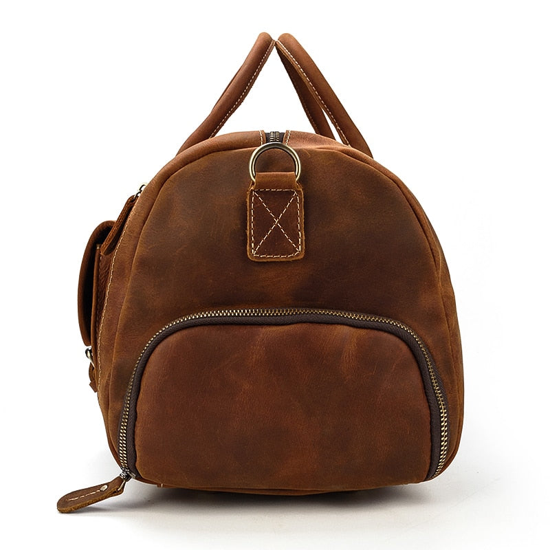 Vintage Crazy Horse Leren Reistas met Schoenenvak