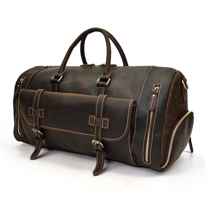 Vintage Crazy Horse Leren Reistas met Schoenenvak