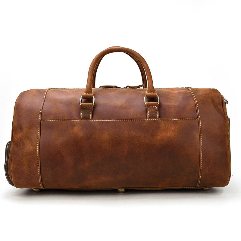 Vintage Crazy Horse Leren Reistas met Schoenenvak