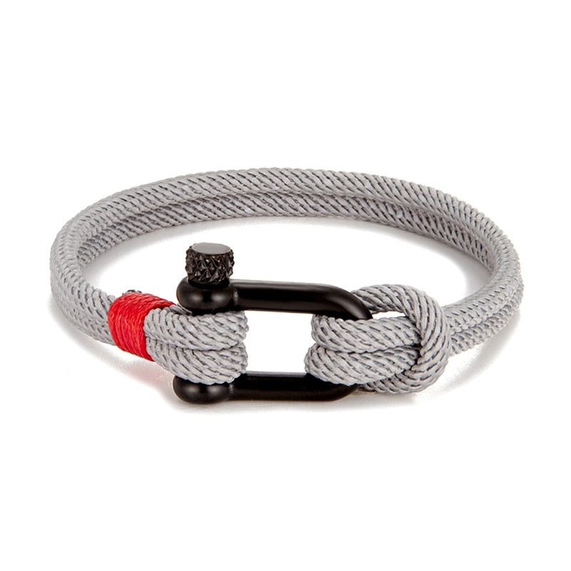 Rope Herenarmband van zwart roestvrij staal – U-vormige survivalarmband voor outdoor en reddingswerk