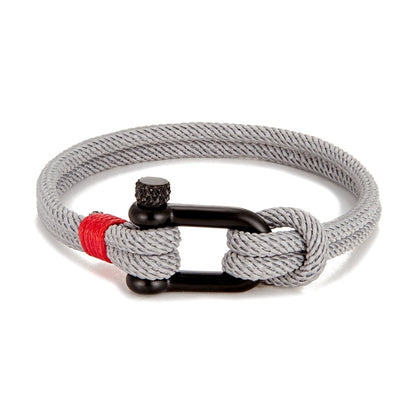 Rope Herenarmband van zwart roestvrij staal – U-vormige survivalarmband voor outdoor en reddingswerk