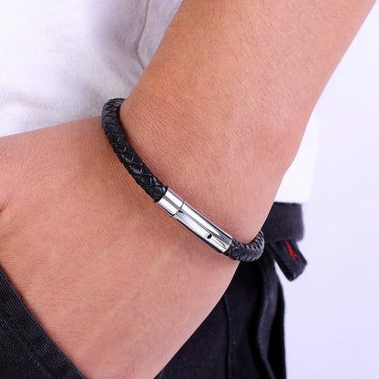 Lazio Veelkleurige Leren Armband - Roestvrijstalen Knoop & Aanpasbaar Ontwerp voor Heren