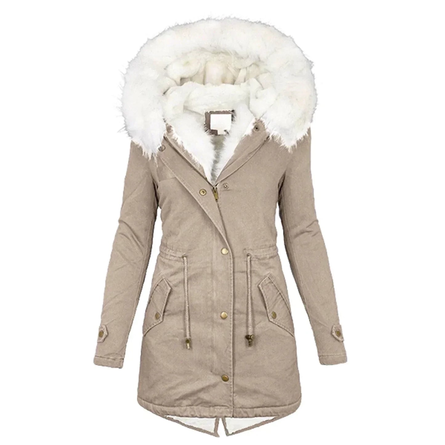 Giulia – Winterjas met imitatiebontvoering