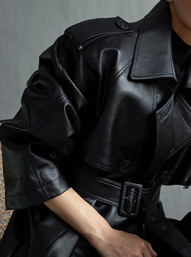Leren trenchcoat in Francostijl