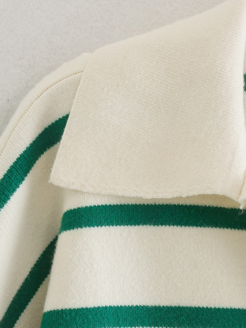 Gusaino Groen Gestreept Vest