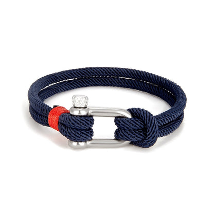 Rope Herenarmband van zwart roestvrij staal – U-vormige survivalarmband voor outdoor en reddingswerk