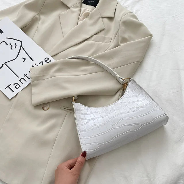Tilly™ | Glanzende schoudertas met krokodillenpatroon