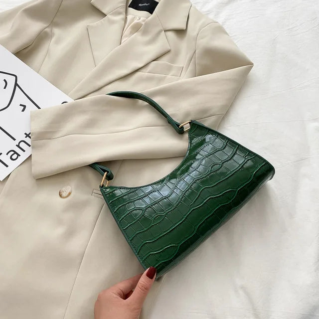 Tilly™ | Glanzende schoudertas met krokodillenpatroon