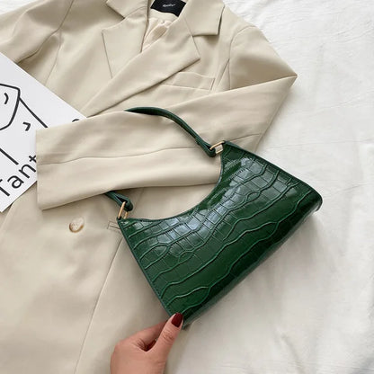 Tilly™ | Glanzende schoudertas met krokodillenpatroon