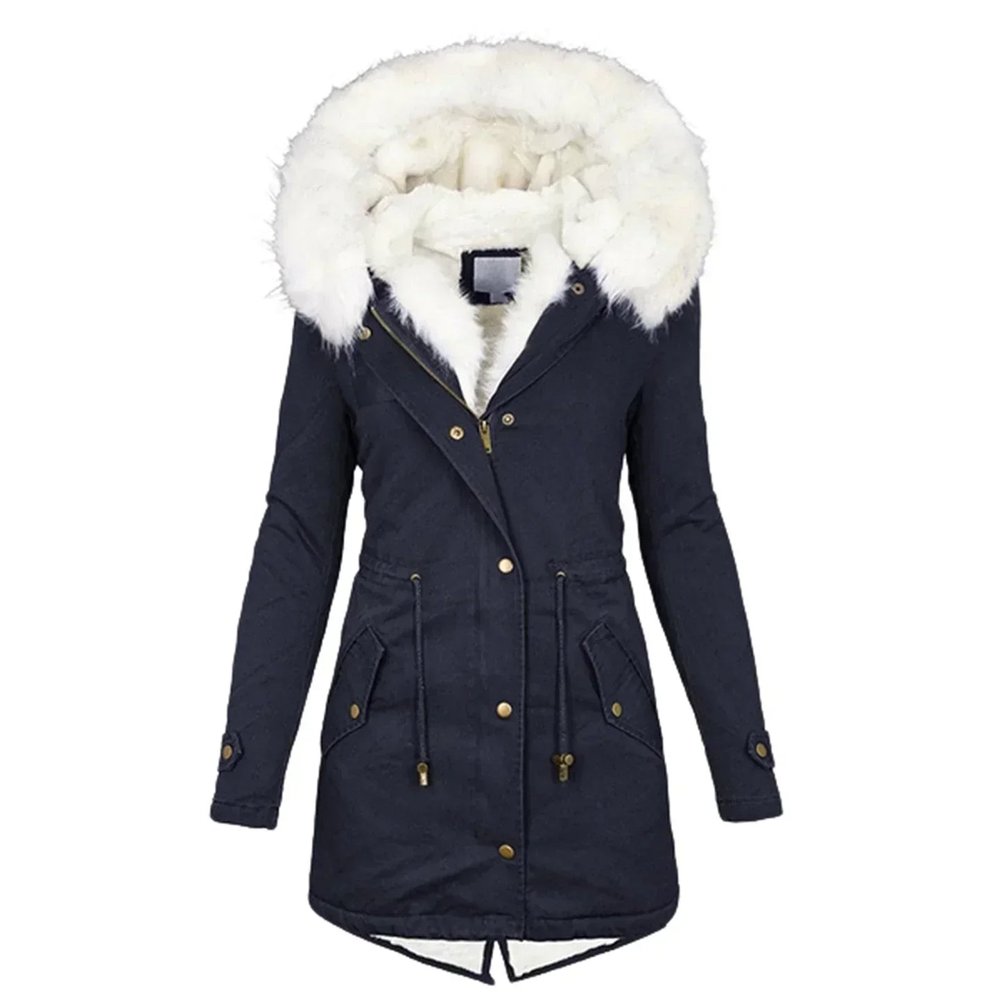 Giulia – Winterjas met imitatiebontvoering