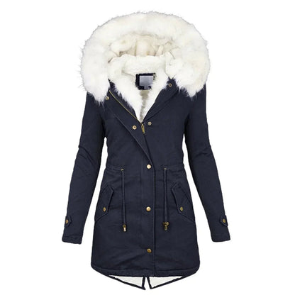 Giulia – Winterjas met imitatiebontvoering