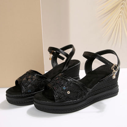Cara - Normale Keillab-sandalen met dikke zool