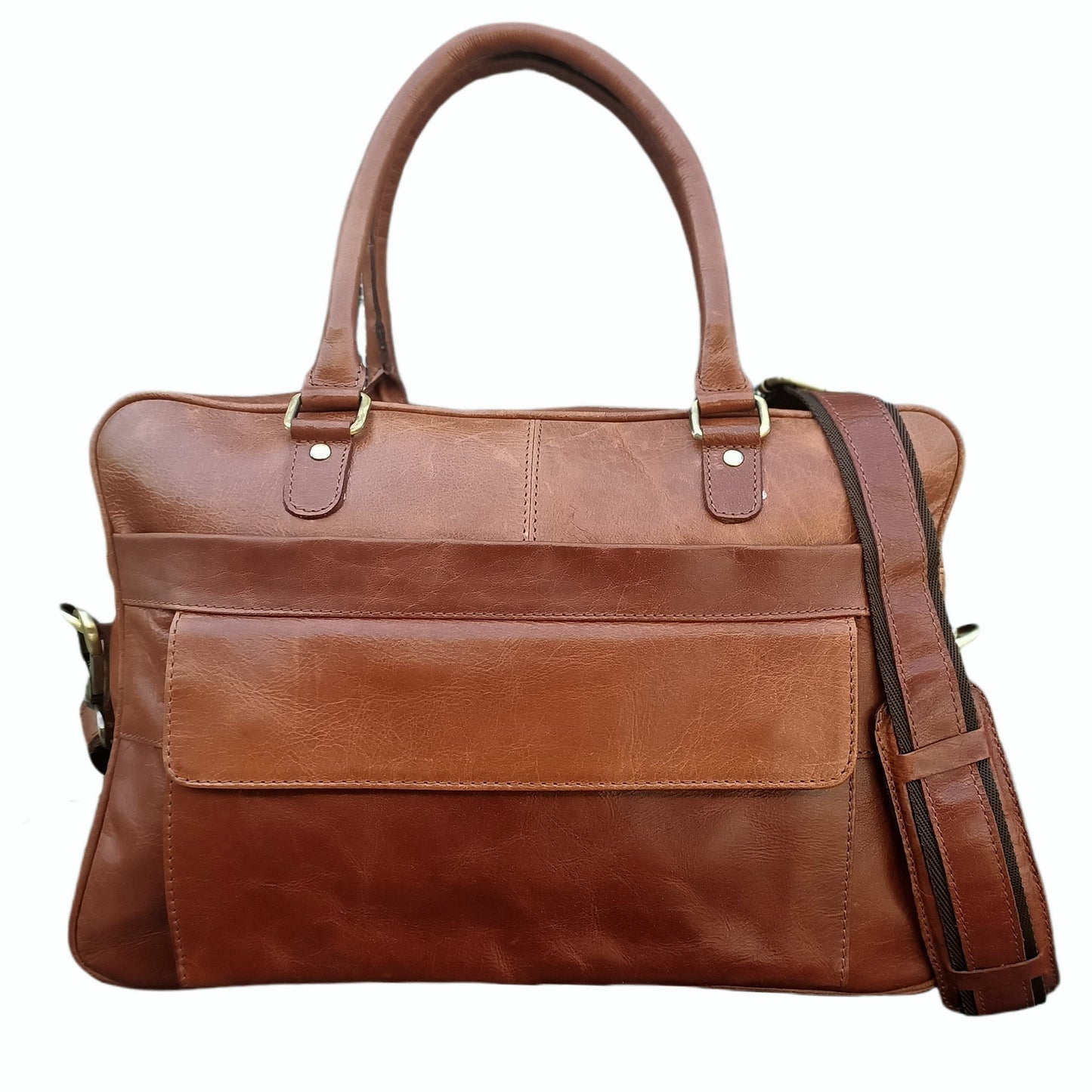 Helle Bruine Leren Laptoptas