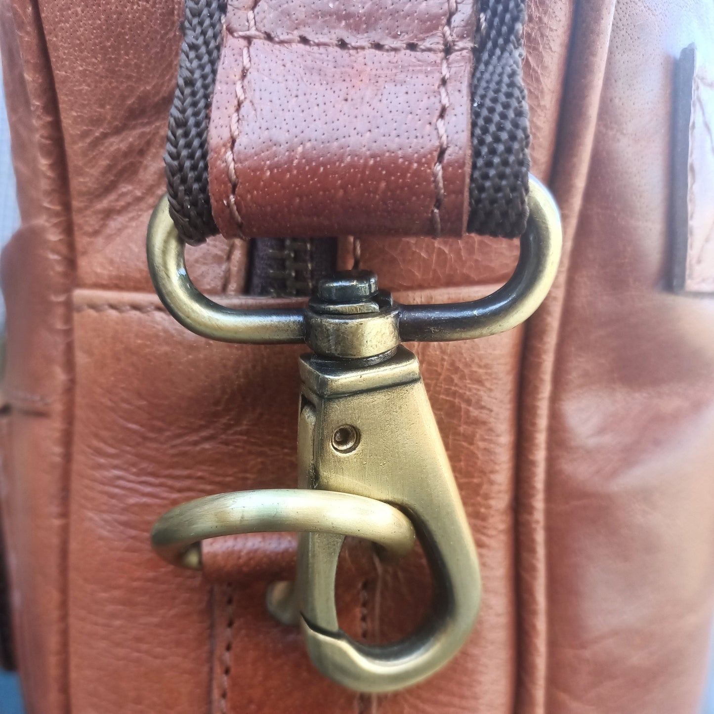 Helle Bruine Leren Laptoptas