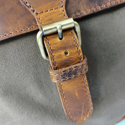 Leren laptoptas Canvas Hunter Brown