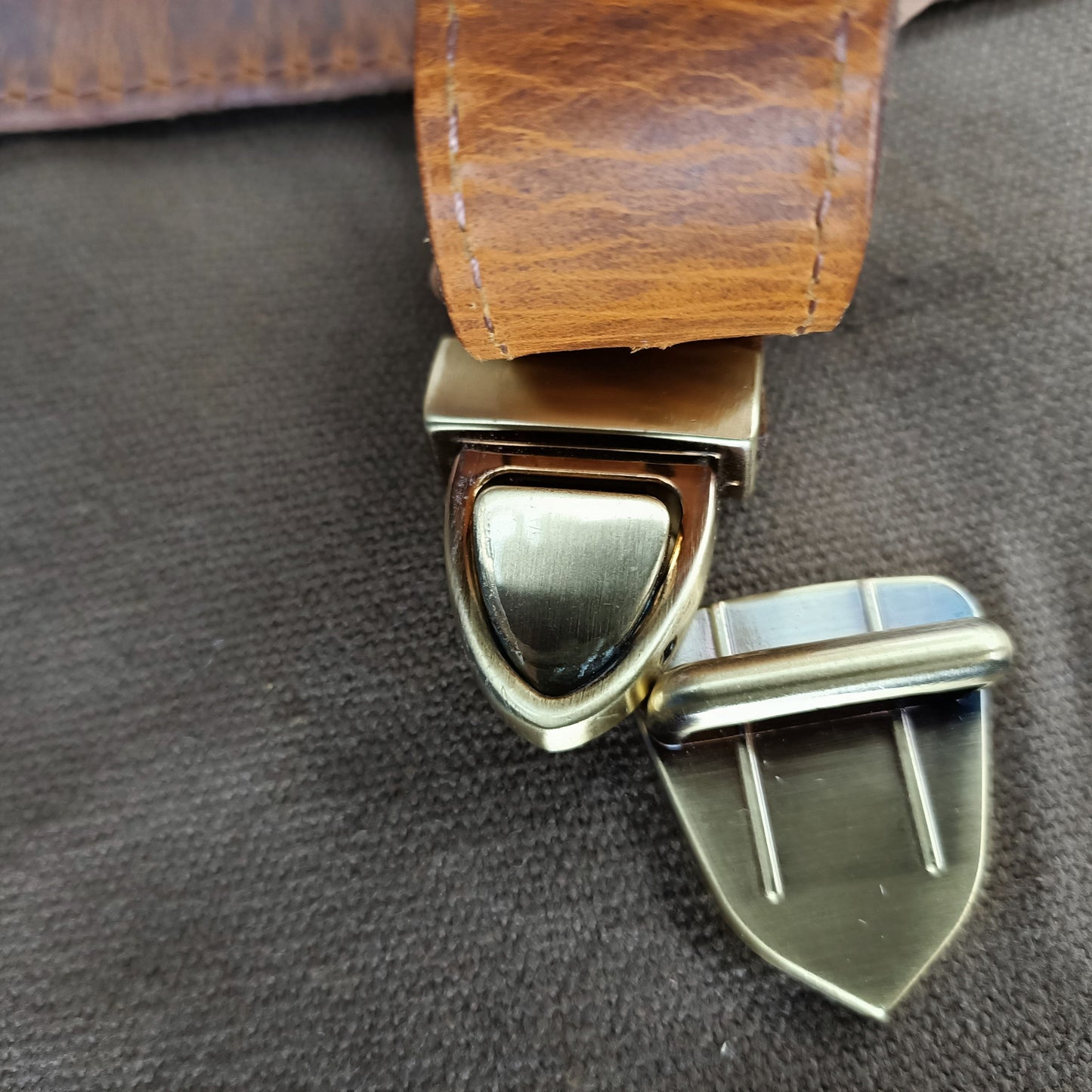Leren laptoptas Canvas Hunter Brown