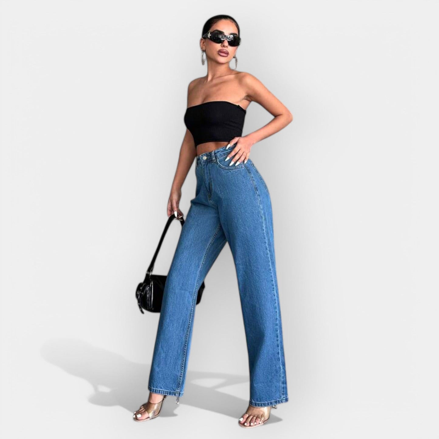 High-Waist Jeans mit weitem Schnitt