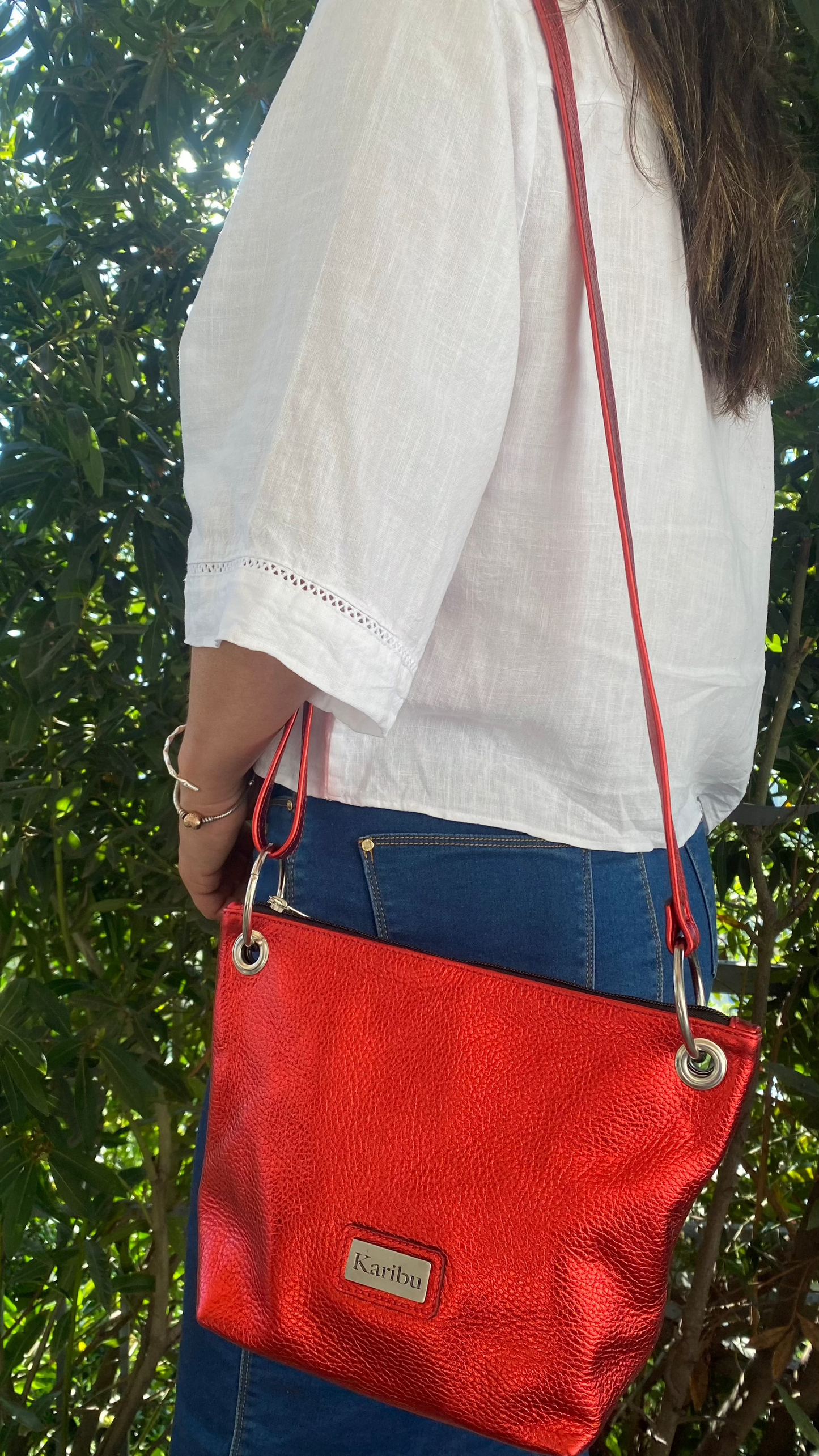 Josefa Rote Metallic Portemonnee