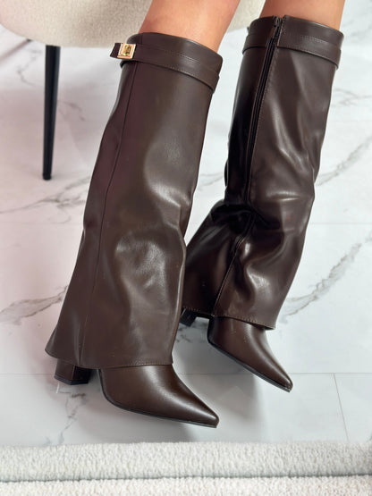 VIVIENNE™ - Bruine leren laarzen