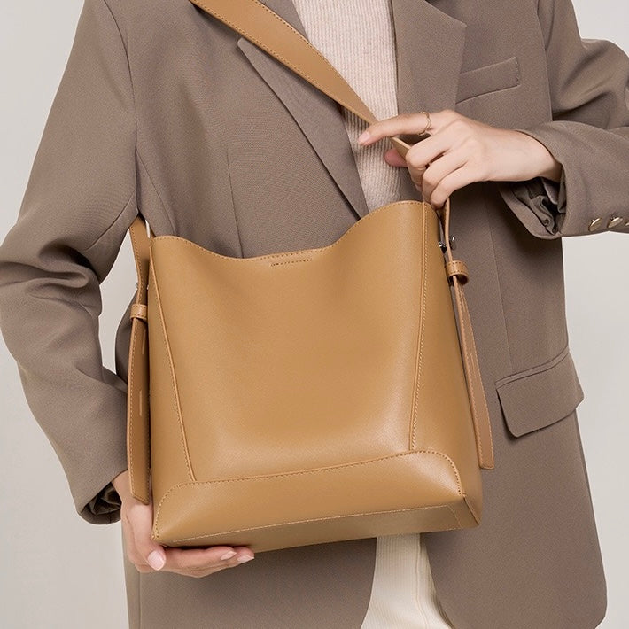 Echte Leder Crossbody- & Schulter-Übergröße Eimer Tasche
