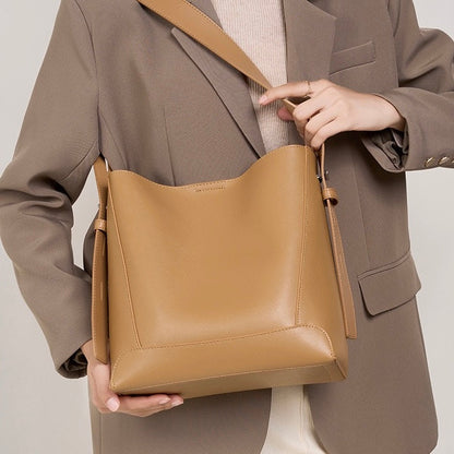 Echte Leder Crossbody- & Schulter-Übergröße Eimer Tasche