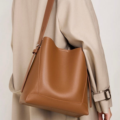 Echte Leder Crossbody- & Schulter-Übergröße Eimer Tasche
