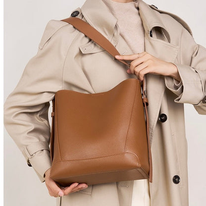 Echte Leder Crossbody- & Schulter-Übergröße Eimer Tasche