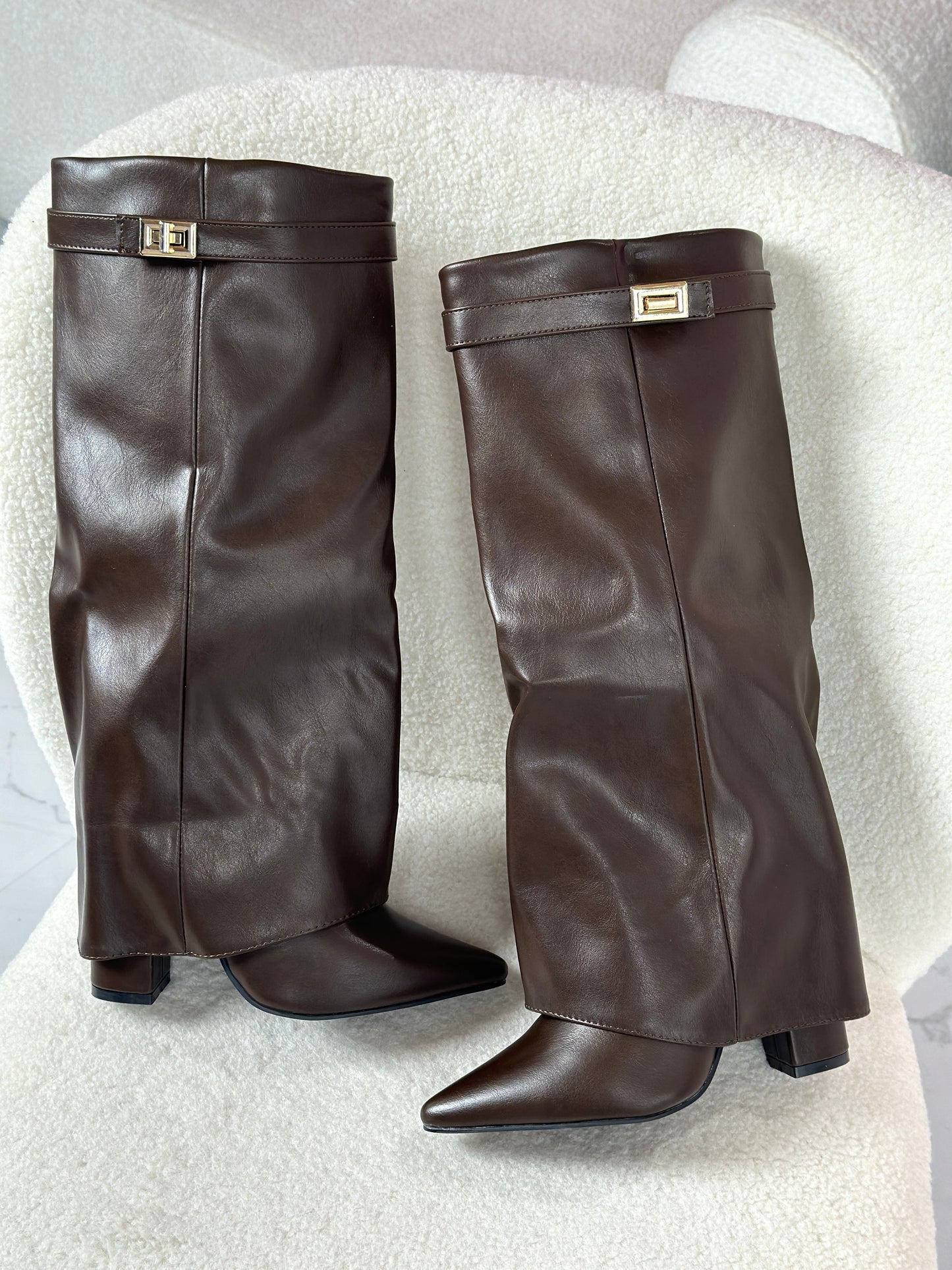 VIVIENNE™ - Bruine leren laarzen