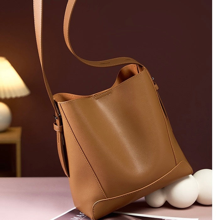 Echte Leder Crossbody- & Schulter-Übergröße Eimer Tasche