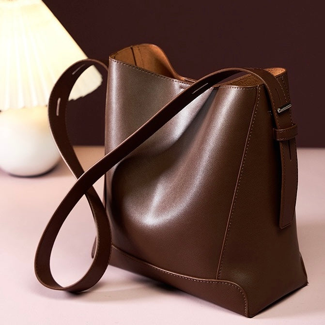 Echte Leder Crossbody- & Schulter-Übergröße Eimer Tasche