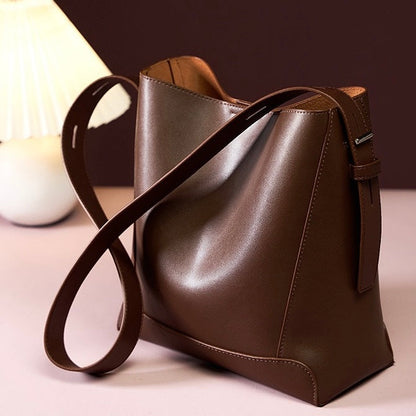 Echte Leder Crossbody- & Schulter-Übergröße Eimer Tasche