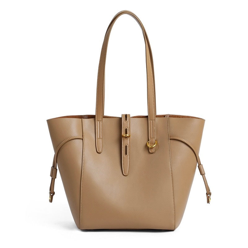Echtes Leder Vintage Schloss Schnallen Tote Bag
