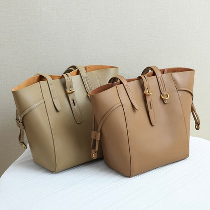 Echtes Leder Vintage Schloss Schnallen Tote Bag