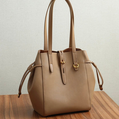 Echtes Leder Vintage Schloss Schnallen Tote Bag