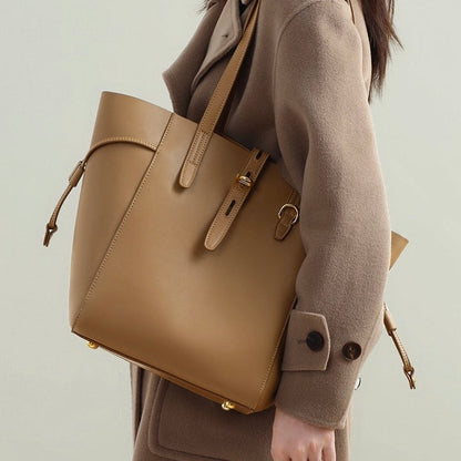 Echtes Leder Vintage Schloss Schnallen Tote Bag