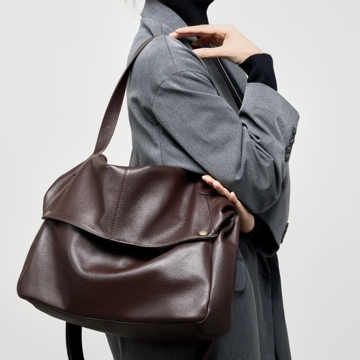 Retro Echtes Leder Weiche Minimalistische Tote Tasche