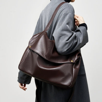 Retro Echtes Leder Weiche Minimalistische Tote Tasche