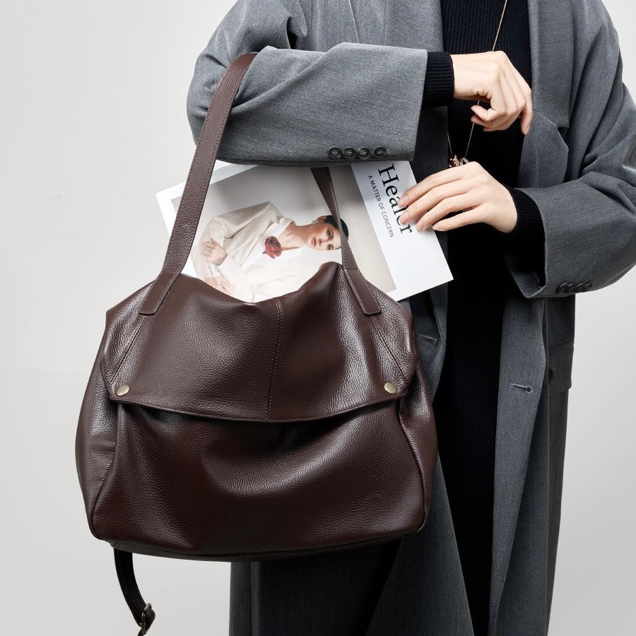 Retro Echtes Leder Weiche Minimalistische Tote Tasche