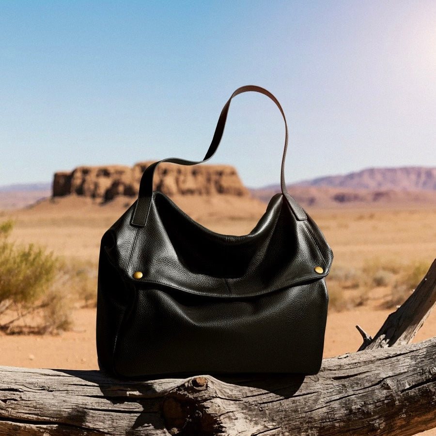 Retro Echtes Leder Weiche Minimalistische Tote Tasche